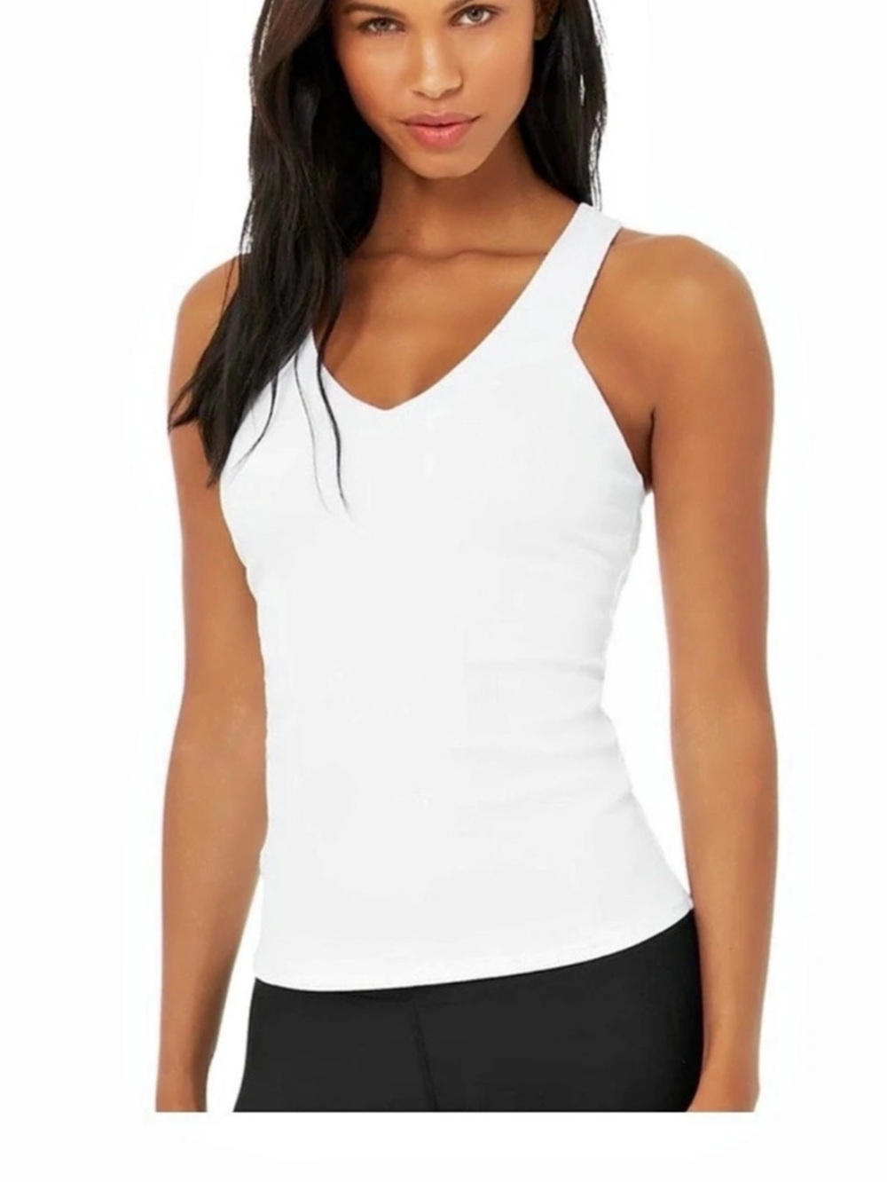 Alo Elevate Ribbed White Tank Size Large